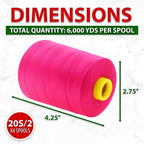 Mandala Crafts 4 Pack of Serger Threads Cones Spools - 20S/2 24000 Yards Polyester Hot Pink Threads for Sergers Machine and Overlock Quilting Sewing Machine