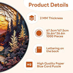 masseruon Round Puzzles for Adults 1000 Pieces-Naturelish Puzzle-26.6x26.6in Jigsaw Puzzles with HD Matte Finish-Hard Impossible Difficult for Adult-Challenging Gift for Puzzle Lovers
