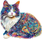 Lazy Cute Cat Wooden Puzzles 95 Pieces Puzzles Gifts for Adults 8.5x7.7in Wooden