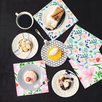Paper Napkins 80 Pack 2 Ply Floral Beverage Luncheon Dinner Paper Napkins Flower Print Disposable Napkins for Wedding Anniversary Celebrations, 6.5X6.5 Inches Folded