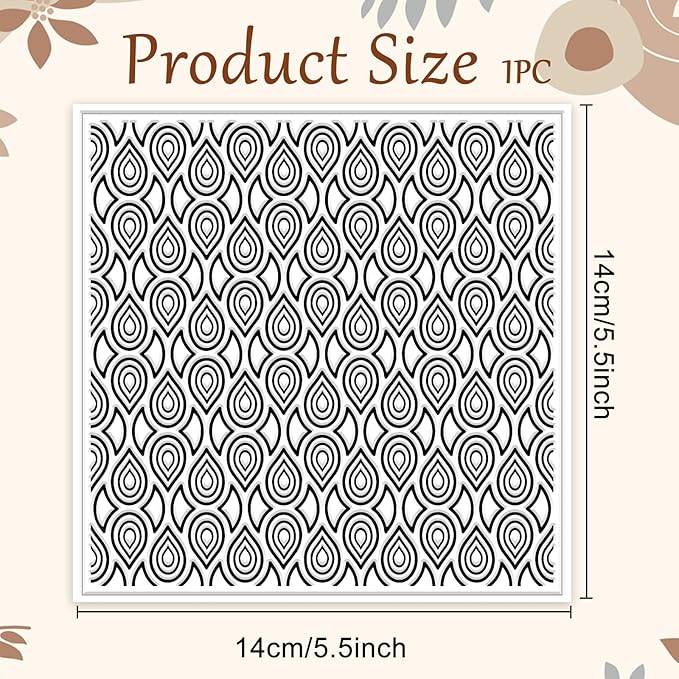 CHGCRAFT Teardrop Polymer Clay Texture Sheets Repeating Seamless Pattern Silicone Texture Stamp Line Art Modeling Pattern Pad for Jewelry and Clay Earrings Tools, 5.5x5.5 inch