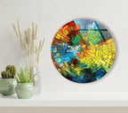 My Photostation.com 31.5''(80cm) Diameter Stained Yellow Round Glass Wall Art Tempered Glass Printing Wall Decor Large Wall Art Wall Hangings
