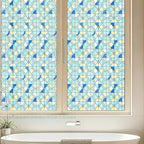 Window Privacy Film, Frosted Glass Decorative Static Cling, Removable Sun Blocking Vinyl Covering, Window Film for Home Kitchen Living Room Bathroom, Geometric Rings, 17.5" x 78.7 "