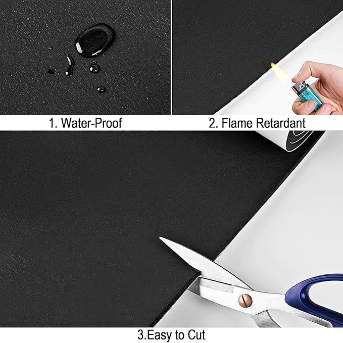 Neoprene Sponge Rubber Foam Sheets with Adhesive Backing, 12" x 81" x 1/4" Black Foam Roll Insulation Board Soundproof Neoprene Mat, Great for Cosplay Padding, DIY, Gaskets, Costume, Crafts