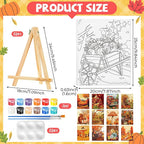 Zhanmai 12 Pack Pre Drawn Canvas for Painting Sip and Paint Kit 8" x 10" Paint Party Set Canvas Painting Pre Printed Canvases for Party Favor DIY Virtual Adult's Date Night(Fall Thanksgiving)