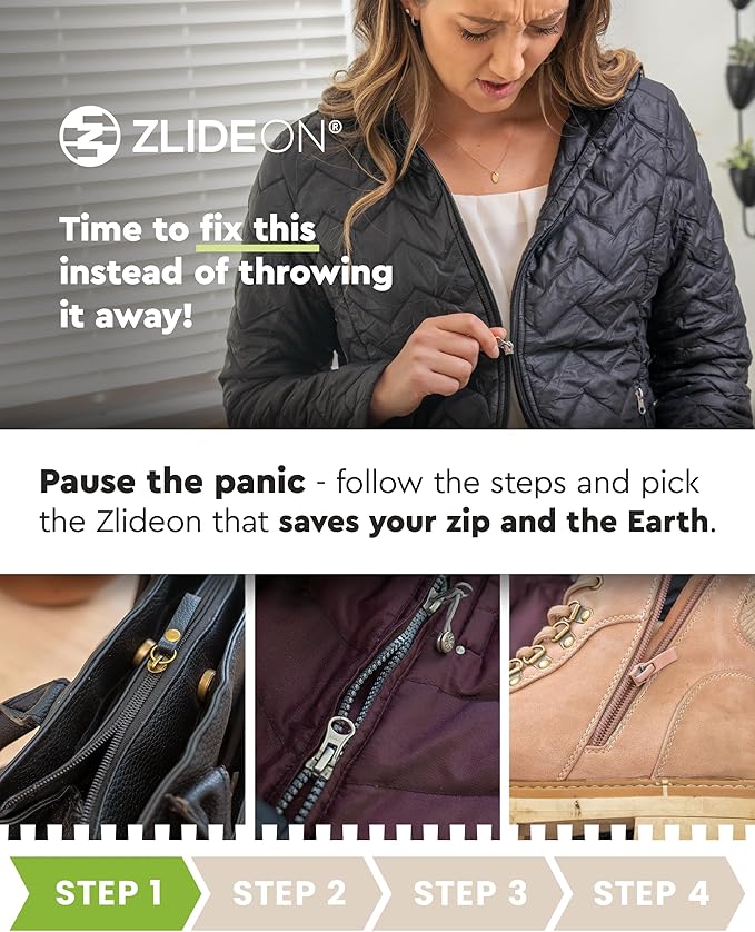 ZlideOn Zipper Pull Replacement - 1pcs, Black, Waterproof (L) - Instant Zipper Replacement Slider