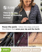 ZlideOn Zipper Pull Replacement - Black, Narrow (L) - Instant Zipper Replacement Slider