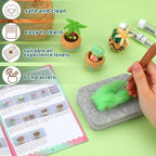 Yizzvb Needle Felting Kit, 6 Pcs Succulent Felting Kit for Beginner, Felting Kit, Needle Felting Tools Including Wool Roving, Foam Mat, Felting Needles and Instructions for DIY Felting Starters