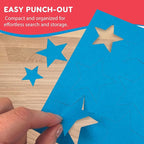 Basic Shapes 2: Hearts, Stars, Hexagons, Rectangles, 696 Pieces US Made Card Stock Punch Out Geometric Shapes in 3 Sizes and 4 Primary Colors for Math, Pattern Play and DIY Crafting