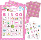 Spa Party Bingo Game Cards(24 Players), Beauty Themed Bingo Card for Family Friend Adult, Large Group Holiday Sleepover Party Activity Favor Decoration Supplies -005