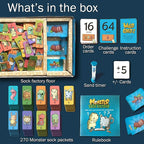 Monster Sock Factory Multiplication and Division Game - Fun Math Board Game for 6-10 Year Olds, Easy to Play STEM Toy for Kids at Home, Learning Gift for Girls & Boys, Grade 1 and Up
