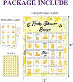 Baby Shower Bingo - 24 Player Bee Themed Game for Adults and Gender Reveal Parties
