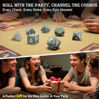 Haxtec Metal DND Dice Set Polyhedral D&D Dice Compatible with Dungeons and Dragons Gift TTRPG Black Green Metal Dice