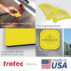 Trotec TroLase | 12"x24"x1/16", 4 Pcs | Yellow/Black| 2 Ply | Modified Acrylic | Laser Engraving Double Color Plastic Sheet | Engraving Blanks for Laser, Saw, Guillotine | Made in USA