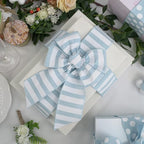 MEEDEE Blue White Stripe Ribbon 2.5 Inch Light Blue Wired Ribbon for Baby Boy Wreath, Baby Shower Elephant Wreath Diaper Cake Supplies, 10 Yards