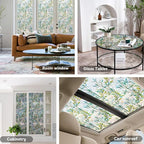 NINETREX Stained Glass Window Film 3D Decorative Cling, Sun Blocking Static Cling Removable Film for Glass Door, Home Decor Window Cover Non-Adhesive 29.5 x 78.7 inches, Leaf