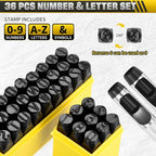 WorkBless 36PCS Metal Stamping Kit, 1/2"(12.5mm) Steel Number and Letter Punch Set, Include A-Z Alphabet, Number 0-8, & Symbol, Stamping Tool for Imprinting Plastic, Wood, Leather, Jewelry