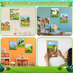 Zhanmai 12 Pack Pre Drawn Canvas for Painting Sip and Paint Kit 8" x 10" Paint Party Set Canvas Painting Pre Printed Canvases for Party Favor DIY Virtual Adult's Date Night(Cartoon Animals)