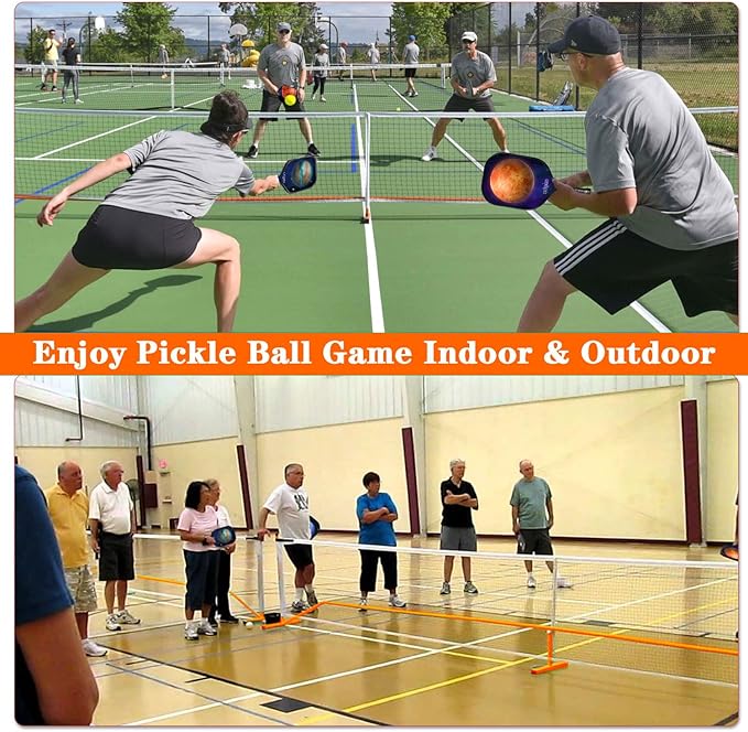 Zdgao Pickleball Set with Net for Driveway, 22 FT Regulation Size Pickle Ball Net Set with Pickleballs, Court Markers and Carry Bag, Steady Metal Frame for Outdoor, Indoor Court