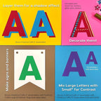 209 Pcs 3" Jewel Bulletin Board Precut Letters & Numbers, Capital Letters, Numbers, Punctuation, US Made Card Stock Punch Out Letters for Poster, Bulletin Board, Classroom