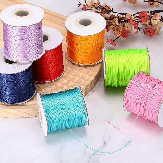 MECCANIXITY Waxed Cord 0.5mm Waxed Polyester Cord 175 Yard Wax String for Bracelet Making, Necklaces, Beading, Jewelry Making and DIY Crafts(Golden Yellow)