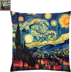Stamped Cross Stitch Kits for Adults Beginners Pillow Needlepoint Kit with Embroidery Pattern Needlework Kit Prestamped Stitches Kit 11CT Cross Stitching-Van Gogh Starry Sky Home 18x18 inch