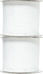 Mandala Crafts White Burlap Ribbon 3 Inches Wide Jute Ribbons for Crafts - 20 Yds Roll Rustic Burlap Wrap Trim Ribbons for Wreaths Bows Wedding Party Decoration