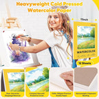 Watercolor Paper Pad, 11"x14" Water Color Paper, 140lb/300gsm Artist Painting Drawing Paper Book, Art Supplies for Adults, Watercolors, Watercolor Paint Set, Sketchbook, Journal, Yellow