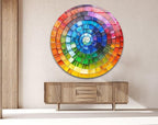 My Photostation.com 20''(50cm) Diameter Radiant Spiral Spectrum Round Glass Wall Art Tempered Glass Printing Wall Decor Large Wall Art Wall Hangings