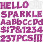 237 Pcs Glitter Bulletin Board Letters, Numbers and Punctuation, Poster Board Letters Alphabet Cut Out Cardboard Letters Accessories for Classroom Display Decorating Supplies 4inch (Hot Pink)