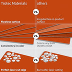 Trotec TroLase | 12"x12"x1/16", 8 Pcs | Orange/White | 2 Ply | Modified Acrylic | Laser Engraving Double Color Plastic Sheet | Engraving Blanks for Laser, Saw, Guillotine | Made in USA