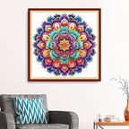 Stamped Cross Stitch Kits - Beach Night Landscape Counted Cross Stitch Kits for Beginners Adults Needlepoint Cross-Stitch Patterns-Magic Mandala 18x18 inchs