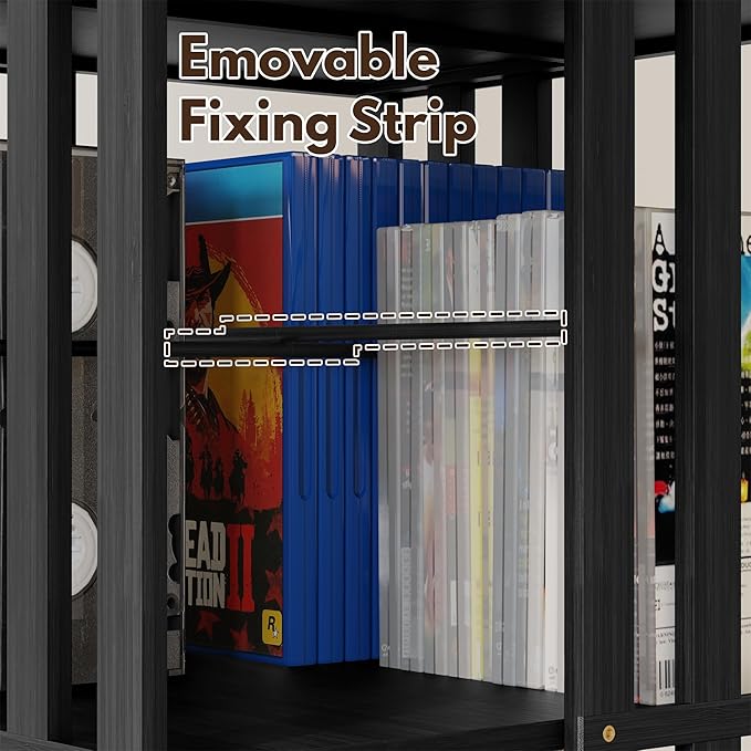XIMN 360° Rotating Bamboo CD/DVD Shelf - 6-Tier Space-Saving Media Storage Cabinet for Movies, Organizer with Super Compact Design (Black, 4 Tier)
