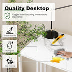 35 inch Folding Small Desk, Writing Gaming Computer Camping Desk for Small Spaces, No Assembly Required Home Office Table, White Marble