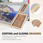 ALL4JIG 2000 Pieces Rotating Puzzle Board with 4 Drawers & Lazy Susan, 40.1" × 28.5" Wooden Jigsaw Puzzle Table with Cover, Portable Puzzle Board