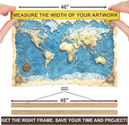 DACRI HOME 46" Magnetic Poster Hanger Frame - Sturdy Teak Wood Poster Frame, Strong Magnets for Easy Hanging Map Picture Canvas Print Scroll Wall Art (46 Inch, Natural Wood)