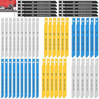 54Pcs Jig Saw Blade Set High Carbon Steel Assorted Saw Blades with U-Shank Sharp Fast Cut Down Jigsaw Blade Woodworking Tool for Wood Metal Plastic Cutting