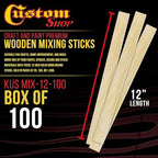 Custom Shop Craft and Paint Sticks - (Pack -100 Sticks) 12" Inch Premium Grade Wood Stirrers/Paddles - Use for Wood Crafts, Mixing Epoxy Resin or Paint, Garden Sign Posts