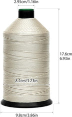 Extra Strong Bonded Nylon Thread #207 Tex210 – 16 OZ, 2000yds, Versatile Stitching Solution for Leather, Upholstery, Canvas Repair and More (Beige)