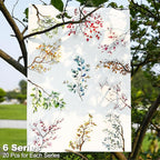 120Pcs Botanical PET Stickers, Branch and Leaf Designs for Scrapbooking Waterproof Journaling Supplies Junk Journal Ephemera with Storage Organizer
