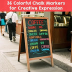 36-Color Liquid Chalk Markers Set, Erasable, Dust-Free, for Blackboard, Glass, Cars, Windows - Ideal for Teaching, Display, Creativity, Paint Pens, Dry Erase Markers