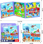 Fire Brigade Magnetic Puzzles for Toddlers, 3 in 1 Jigsaw Puzzle Book, Travel Puzzles for Preschool Learning Ages 3-8