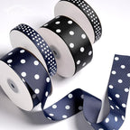 Polka Dot Grosgrain Ribbon 1.5 Inch, 25 Yards Spool Navy Blue and White Dot Craft Ribbon for Christmas Gift Wrapping DIY Crafts Hair Bows Wedding Party Decor Sewing and Home Decoration