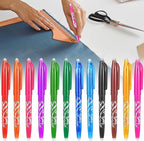 12pcs Heat Erasable Pens for Fabric, Fabric Marking Pens Fabrics Markers No Ghost Lines, Disappearing Ink for Precise Marking for Quilting Sewing Embroidery DIY Dressmaking Fabrics Tailors Chalk