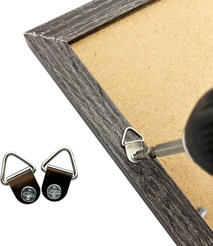 Silver Triangle Ring Picture Hangers (100 Pack) with Screws for Hanging Frames, Paintings, Artwork, Photos on Drywall