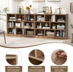 Giantex 8 Cube Bookcase, Freestanding 3-Tier Open Bookshelf, Modern Storage Display Cabinet, Wood Cube Storage Organizer for Living Room, Kid’s Room, Natural