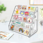 Tall 5-Tier Acrylic Card Display Stand for Greeting Cards, Sports Cards, Postcards, Stickers & Brochures, Easy Snap-On Sticker Display Rack