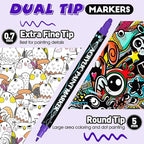 FUMILE 48 Colors Acrylic Paint Marker Dual Tip(Fine and Dot Tip), Paint Pens Acrylic Markers for Wood, Rock, Plastic, Glass, Ceramic, Canvas.Acrylic Markers Set for DIY Christmas Card and Art