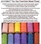 KIVISIN Trendy Color Waxed Thread 0.8mm, Heavy Duty Wax Polyester Cord 32 Yards String Spools Wax Coating for Bracelets Braiding, Micro Knotting, Sewing, Stitching, Book Binding, Micro Macrame Making