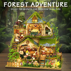 DIY Miniature House Kit, Mini House Building Kit with LED, DIY Miniature Kit for Adults Teen, Dollhouse Kit, Forest Adventure